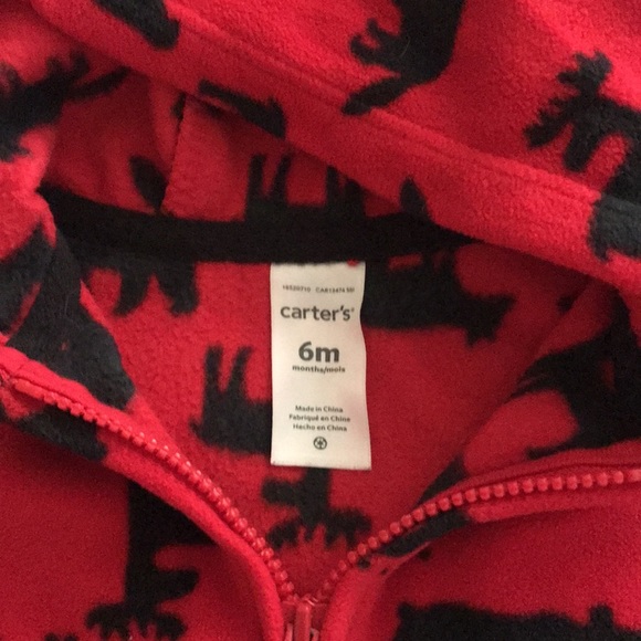 NWOT Carters Brand Red & Black Woodland Zip Up Hoodie Size 6 Months - Picture 3 of 5